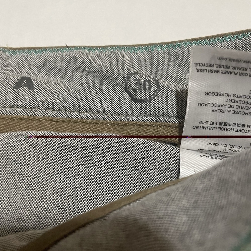 Vissla Pants Mens Size 30 X 31 High Tider Chino Casual Khaki Slim Straight Brown - Picture 4 of 9